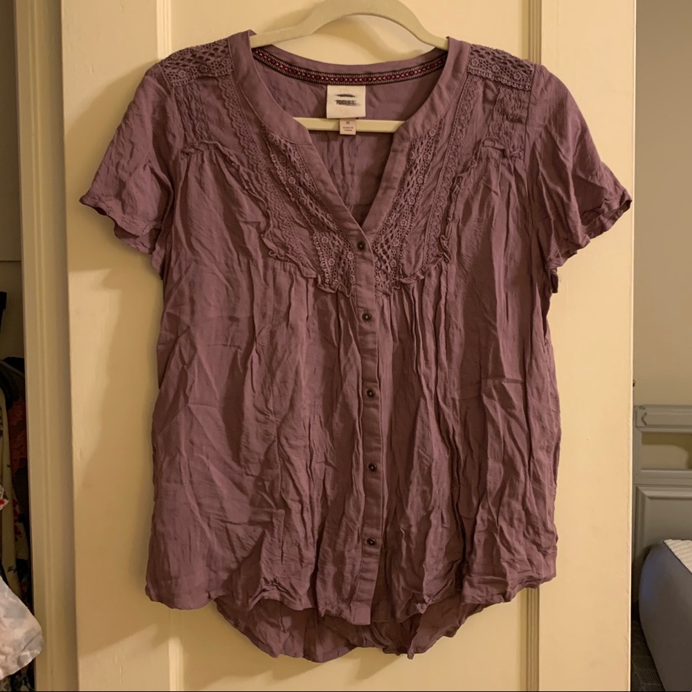 Purple V-Neck Blouse